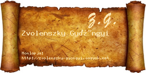 Zvolenszky Gyöngyi névjegykártya